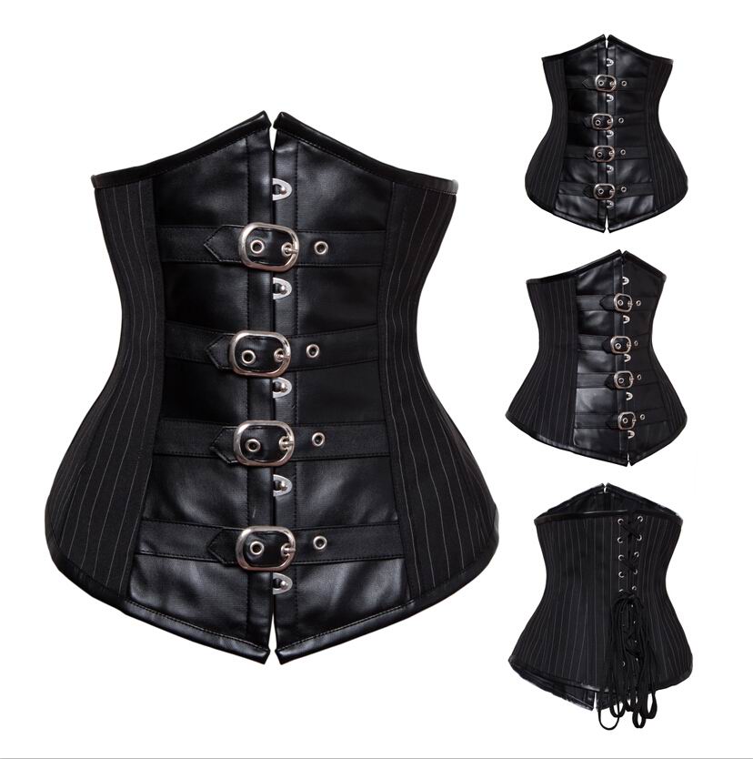 F9068 SEXY BLACK WOMENS STEAMPUNK STRIPED WAIST CINCHER